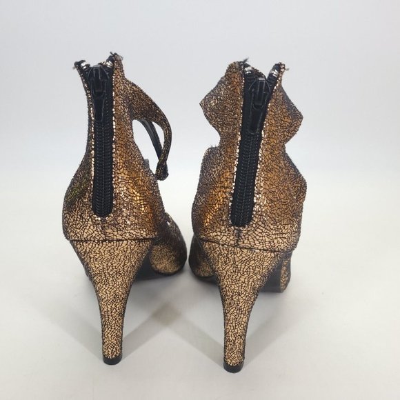 Lane Bryant Womens Cut Out Gladiator Strappy Sandals Zip Gold Metallic 9W - Picture 4 of 9